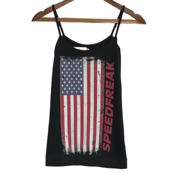 SPEEDFREAK Black USA Flag Tank Top Size XS - Picture 2 of 7